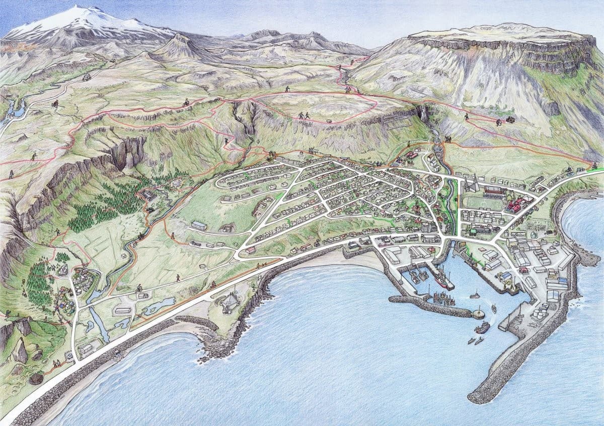 Snæfellsbær gefur út teiknað kort af Ólafsvík