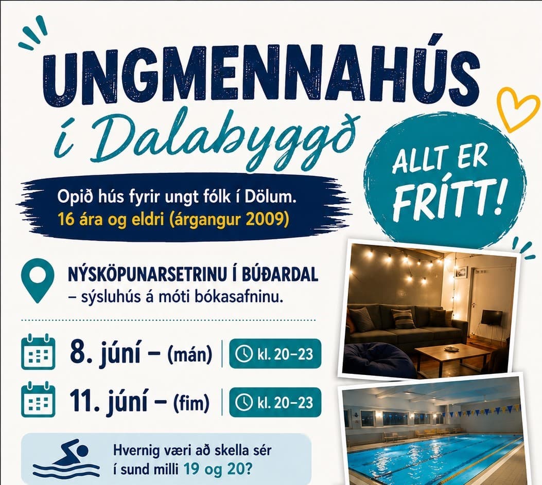 Fyrsta opna Ungmennahúsið í Dölum er í kvöld