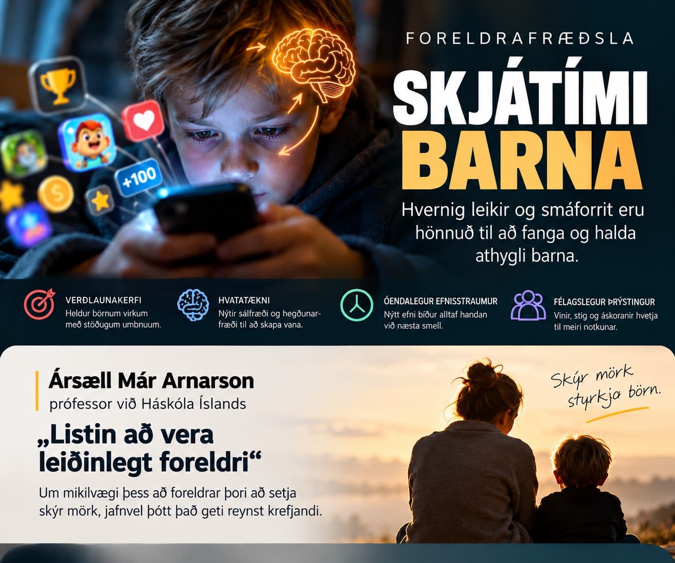 Foreldrafræðsla um skjátíma og skýr mörk
